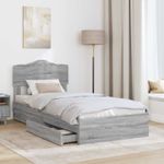 Casa si Gradina - Mobilier - Paturi si accesorii - Paturi - Pat cu storage cu sertar Gri Sonoma 100 x 200 cm Lemn compozit - Infinity.ro