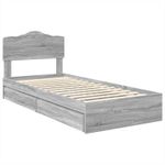 Casa si Gradina - Mobilier - Paturi si accesorii - Paturi - Pat cu storage cu sertar Gri Sonoma 100 x 200 cm Lemn compozit - Infinity.ro