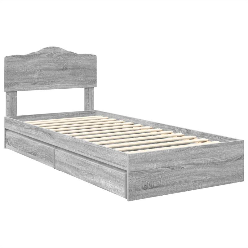 Casa si Gradina - Mobilier - Paturi si accesorii - Paturi - Pat cu storage cu sertar Gri Sonoma 100 x 200 cm Lemn compozit - Infinity.ro