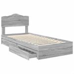 Casa si Gradina - Mobilier - Paturi si accesorii - Paturi - Pat cu storage cu sertar Gri Sonoma 100 x 200 cm Lemn compozit - Infinity.ro