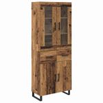 Casa si Gradina - Mobilier - Comode si corpuri - Comode - Bufet cu sertar 2 pcs Lemn Vechi Lemn Stratificat si Sticla - Infinity.ro