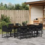 Casa si Gradina - Gradina si terasa - Mobilier exterior - Scaune si sezlonguri gradina - Set de masa pentru gradina 9 pcs Negru poliratan - Infinity.ro