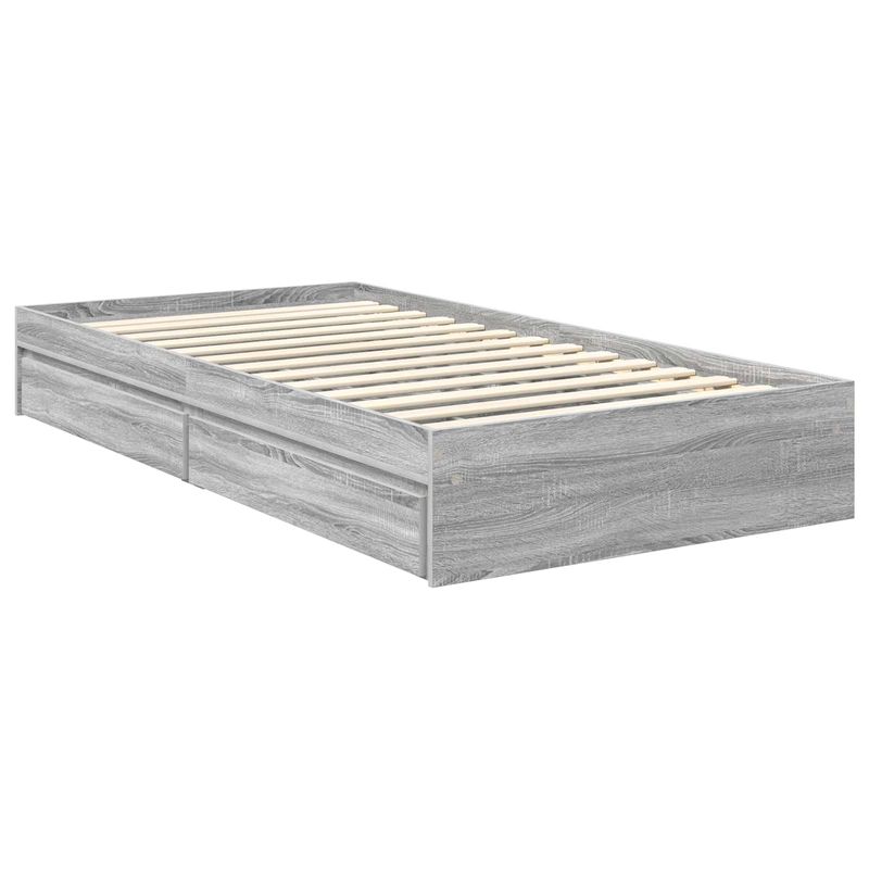 Casa si Gradina - Mobilier - Paturi si accesorii - Paturi - Pat cu storage cu sertar Gri Sonoma 100 x 200 cm Lemn compozit - Infinity.ro
