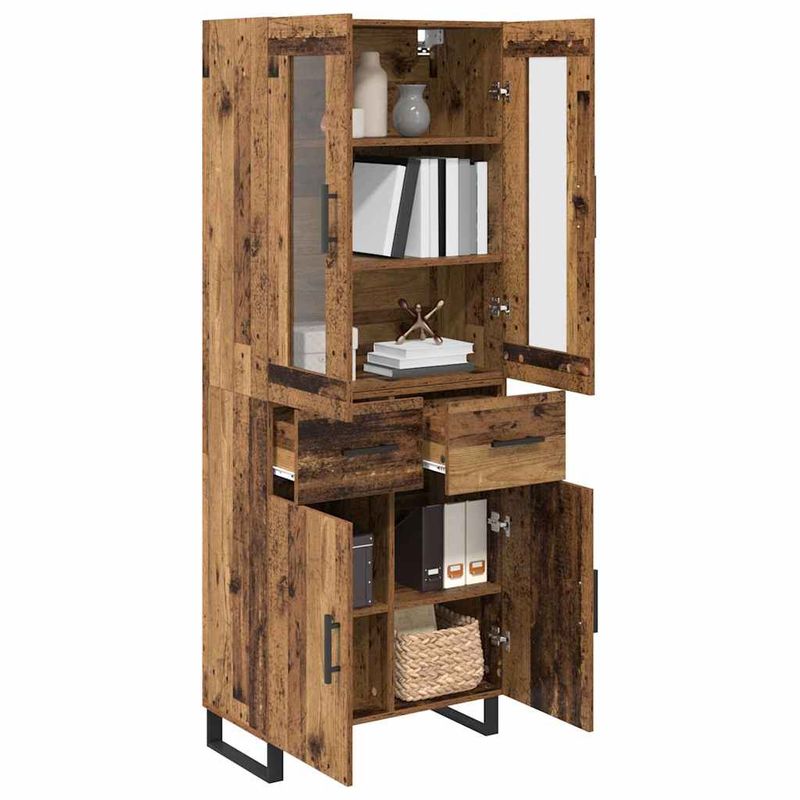 Casa si Gradina - Mobilier - Comode si corpuri - Comode - Bufet cu sertar 2 pcs Lemn Vechi Lemn Stratificat si Sticla - Infinity.ro