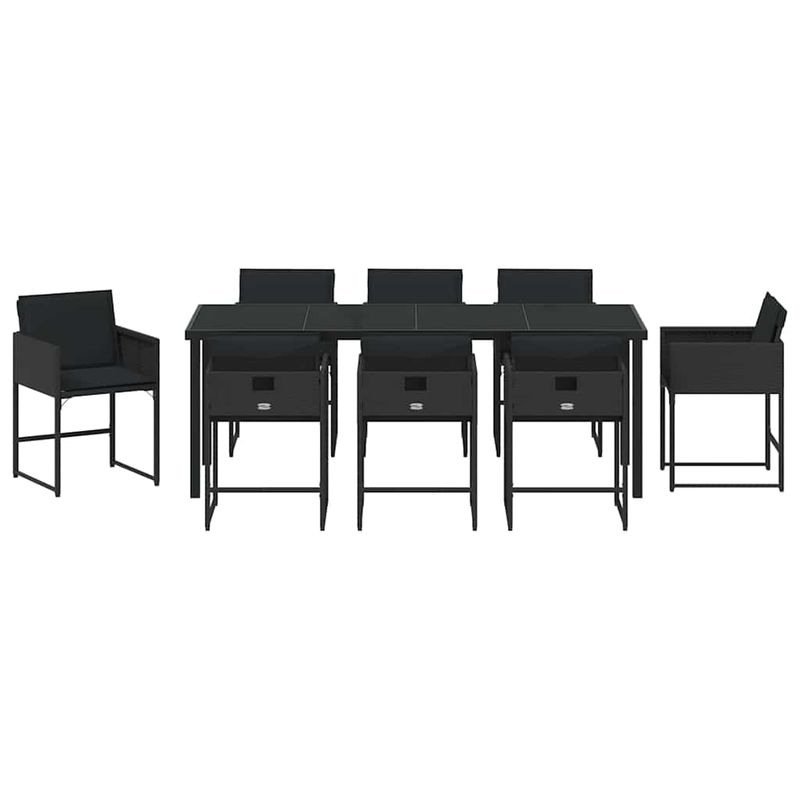 Casa si Gradina - Gradina si terasa - Mobilier exterior - Scaune si sezlonguri gradina - Set de masa pentru gradina 9 pcs Negru poliratan - Infinity.ro