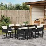 Casa si Gradina - Gradina si terasa - Mobilier exterior - Scaune si sezlonguri gradina - Set de masa pentru gradina 9 pcs Negru poliratan - Infinity.ro