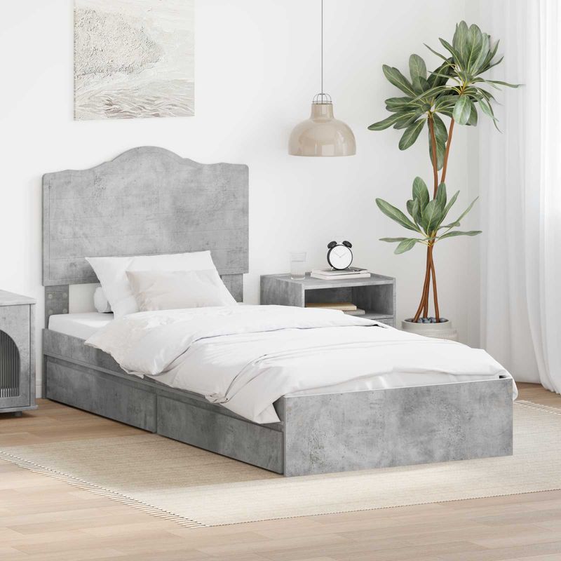 Casa si Gradina - Mobilier - Paturi si accesorii - Paturi - Pat cu storage Gri din beton 100 x 200 cm Lemn compozit - Infinity.ro