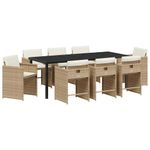 Casa si Gradina - Gradina si terasa - Mobilier exterior - Scaune si sezlonguri gradina - Set de masa pentru gradina 9 pcs Bej poliratan - Infinity.ro