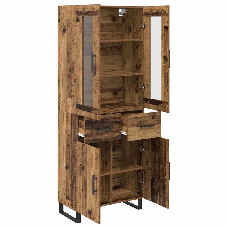 Casa si Gradina - Mobilier - Comode si corpuri - Comode - Bufet cu sertar 2 pcs Lemn Vechi Lemn Stratificat si Sticla - Infinity.ro