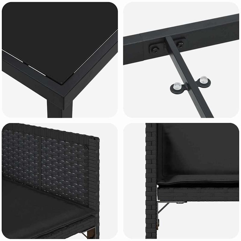Casa si Gradina - Gradina si terasa - Mobilier exterior - Scaune si sezlonguri gradina - Set de masa pentru gradina 9 pcs Negru poliratan - Infinity.ro