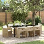 Casa si Gradina - Gradina si terasa - Mobilier exterior - Scaune si sezlonguri gradina - Set de masa pentru gradina 9 pcs Bej poliratan - Infinity.ro