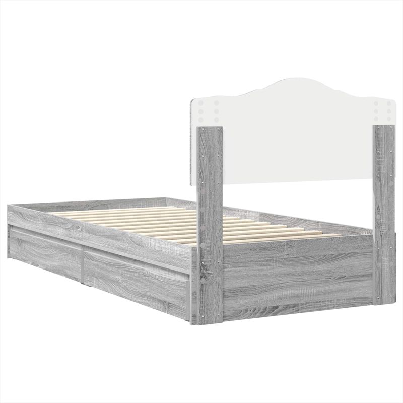 Casa si Gradina - Mobilier - Paturi si accesorii - Paturi - Pat cu storage cu sertar Gri Sonoma 100 x 200 cm Lemn compozit - Infinity.ro