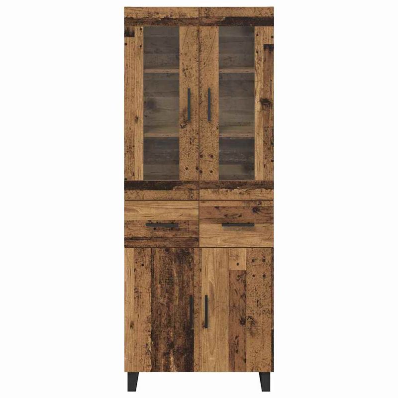 Casa si Gradina - Mobilier - Comode si corpuri - Comode - Bufet cu sertar 2 pcs Lemn Vechi Lemn Stratificat si Sticla - Infinity.ro