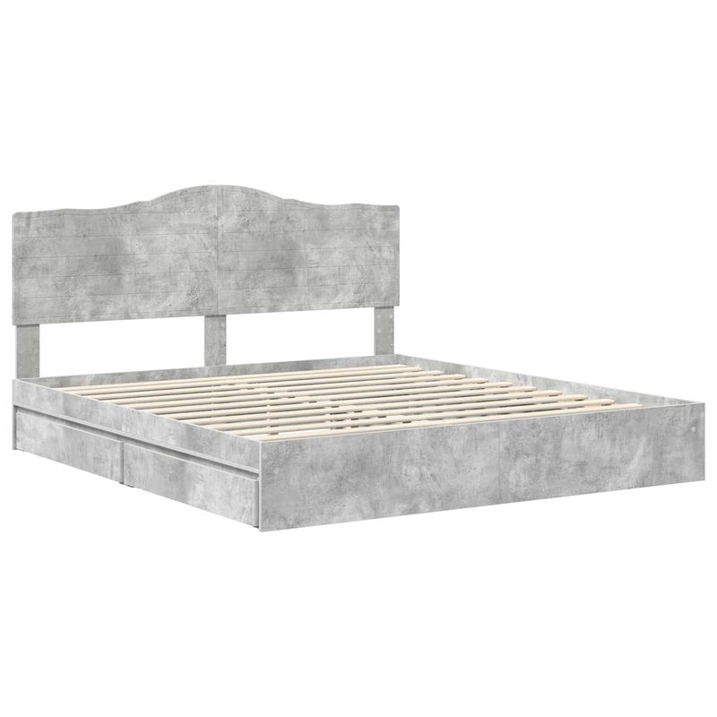 Casa si Gradina - Mobilier - Paturi si accesorii - Paturi - Pat cu storage Gri din beton 180 x 200 cm Lemn compozit - Infinity.ro