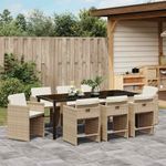 Casa si Gradina - Gradina si terasa - Mobilier exterior - Scaune si sezlonguri gradina - Set de masa pentru gradina 9 pcs Bej poliratan - Infinity.ro