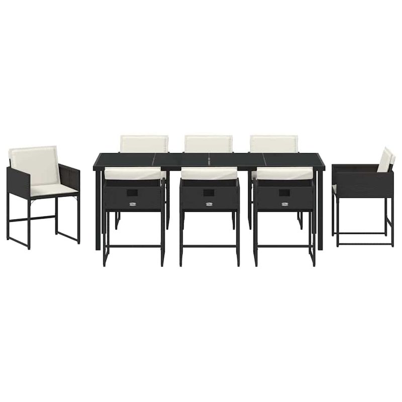 Casa si Gradina - Gradina si terasa - Mobilier exterior - Scaune si sezlonguri gradina - Set de masa pentru gradina 9 pcs Negru poliratan - Infinity.ro