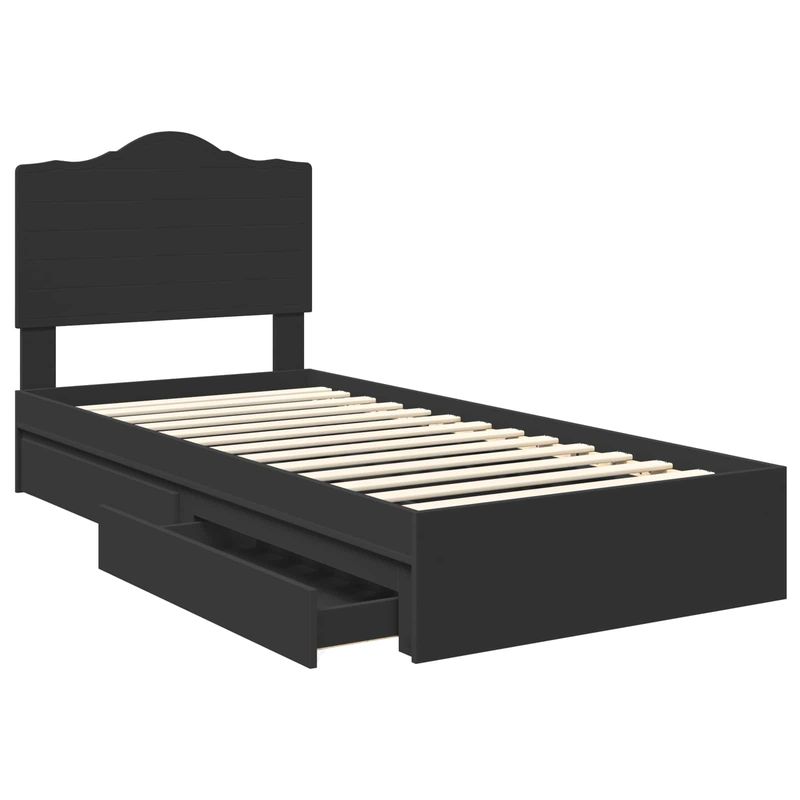 Casa si Gradina - Mobilier - Paturi si accesorii - Paturi - Pat cu storage cu headboard Negru 90 x 190 cm Lemn compozit - Infinity.ro