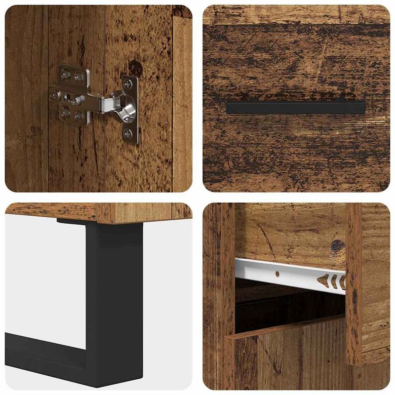 Casa si Gradina - Mobilier - Comode si corpuri - Comode - Bufet cu sertar 2 pcs Lemn Vechi Lemn Stratificat si Sticla - Infinity.ro