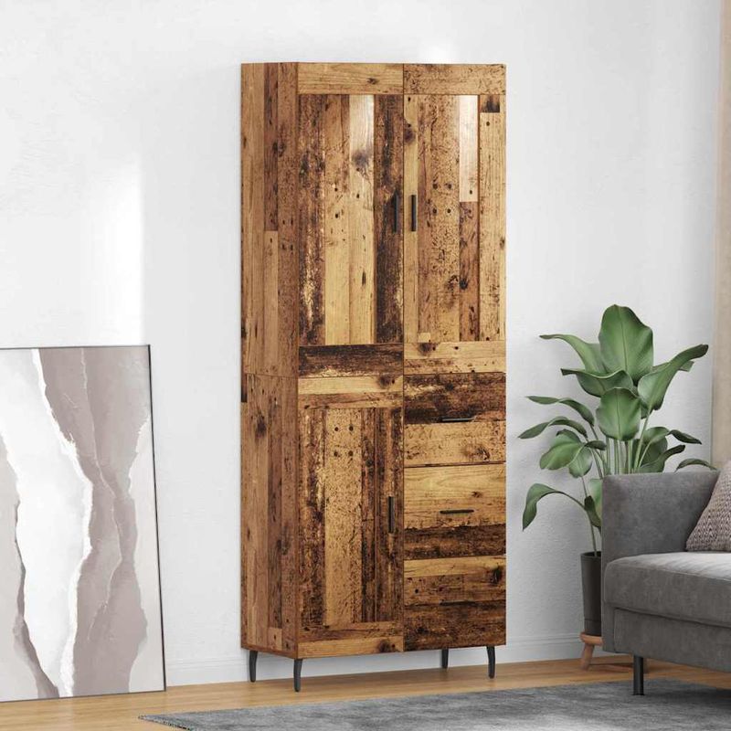 Casa si Gradina - Mobilier - Comode si corpuri - Comode - Bufet cu sertar 2 pcs Lemn Vechi Lemn Stratificat si Sticla - Infinity.ro