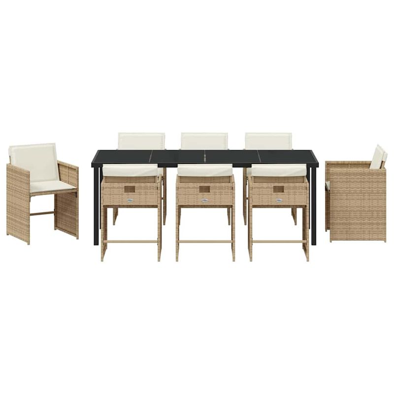 Casa si Gradina - Gradina si terasa - Mobilier exterior - Scaune si sezlonguri gradina - Set de masa pentru gradina 9 pcs Bej poliratan - Infinity.ro