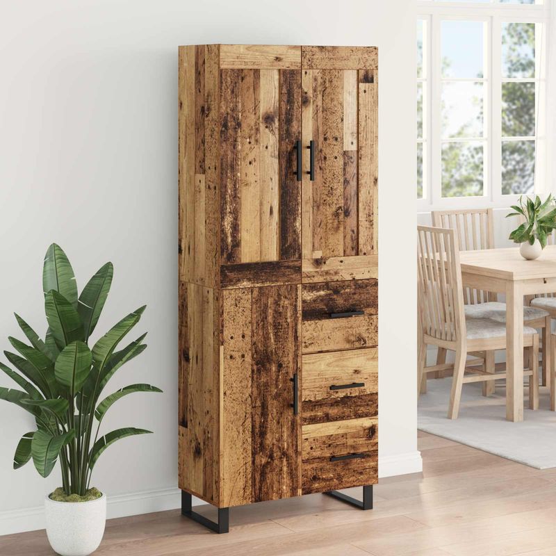 Casa si Gradina - Mobilier - Comode si corpuri - Comode - Bufet cu sertar 2 pcs Lemn Vechi Lemn Stratificat si Sticla - Infinity.ro