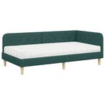 Casa si Gradina - Mobilier - Paturi si accesorii - Paturi - Cadru de pat coltar cu saltea Verde inchis 90 x 200 cm tesatura - Infinity.ro