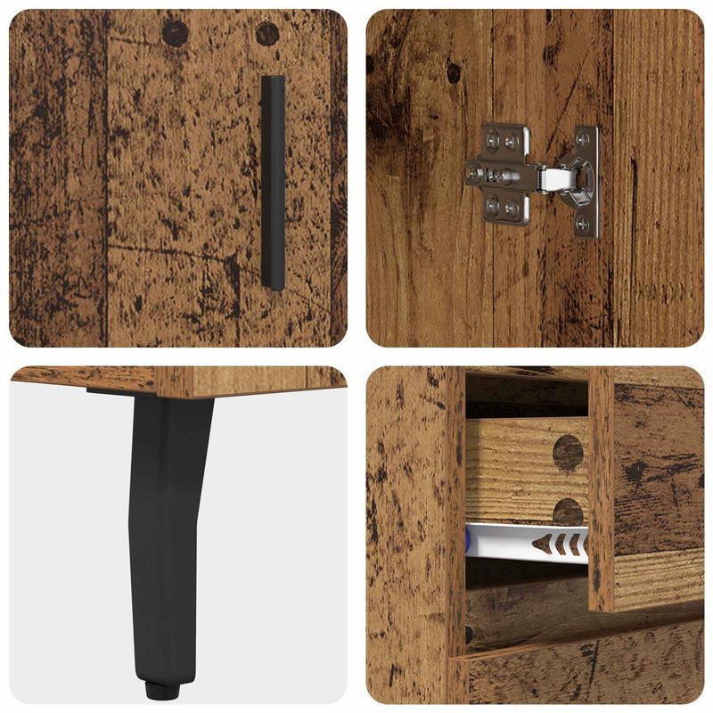 Casa si Gradina - Mobilier - Comode si corpuri - Comode - Bufet Lemn Vechi 69,5 x 34 x 180 cm Lemn Stratificat si Sticla - Infinity.ro