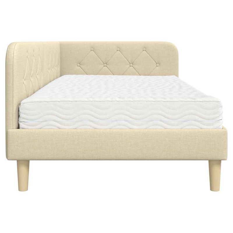 Casa si Gradina - Mobilier - Paturi si accesorii - Paturi - Cadru de pat coltar cu saltea Crem 90 x 190 cm tesatura - Infinity.ro