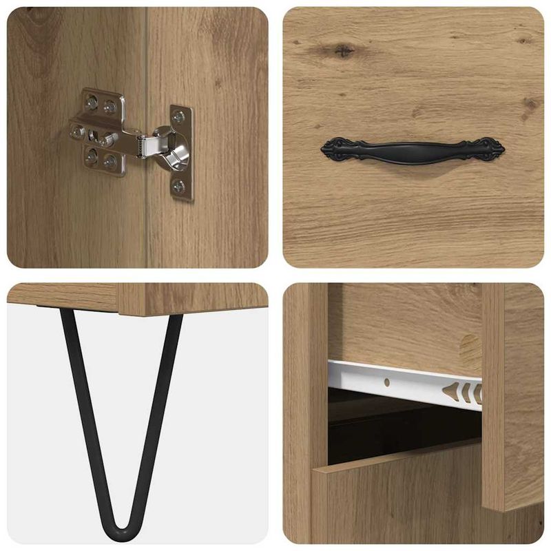 Casa si Gradina - Mobilier - Comode si corpuri - Corpuri bucatarie - Bufet Stejar Artizanal 69,5 x 32,5 x 180 cm Lemn compozit - Infinity.ro