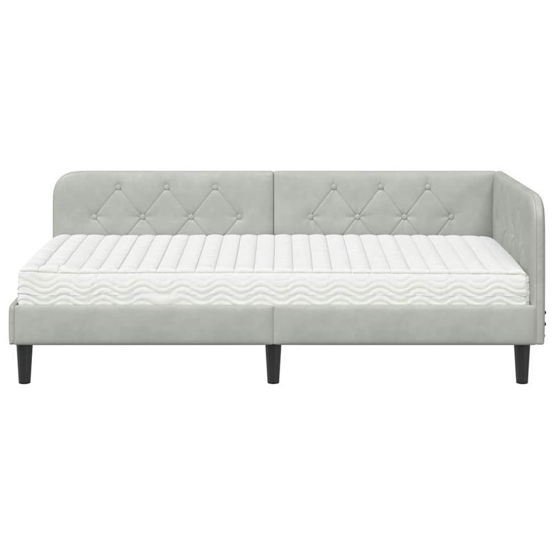 Casa si Gradina - Mobilier - Paturi si accesorii - Paturi - Cadru de pat coltar cu saltea Gri deschis 100 x 200 cm Catifea - Infinity.ro