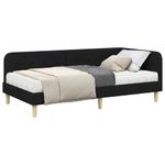 Casa si Gradina - Mobilier - Paturi si accesorii - Paturi - Cadru de pat coltar cu saltea Negru 90 x 200 cm tesatura - Infinity.ro