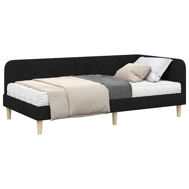 Casa si Gradina - Mobilier - Paturi si accesorii - Paturi - Cadru de pat coltar cu saltea Negru 90 x 200 cm tesatura - Infinity.ro