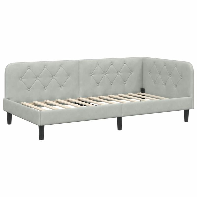 Casa si Gradina - Mobilier - Paturi si accesorii - Paturi - Cadru de pat coltar cu saltea Gri deschis 100 x 200 cm Catifea - Infinity.ro