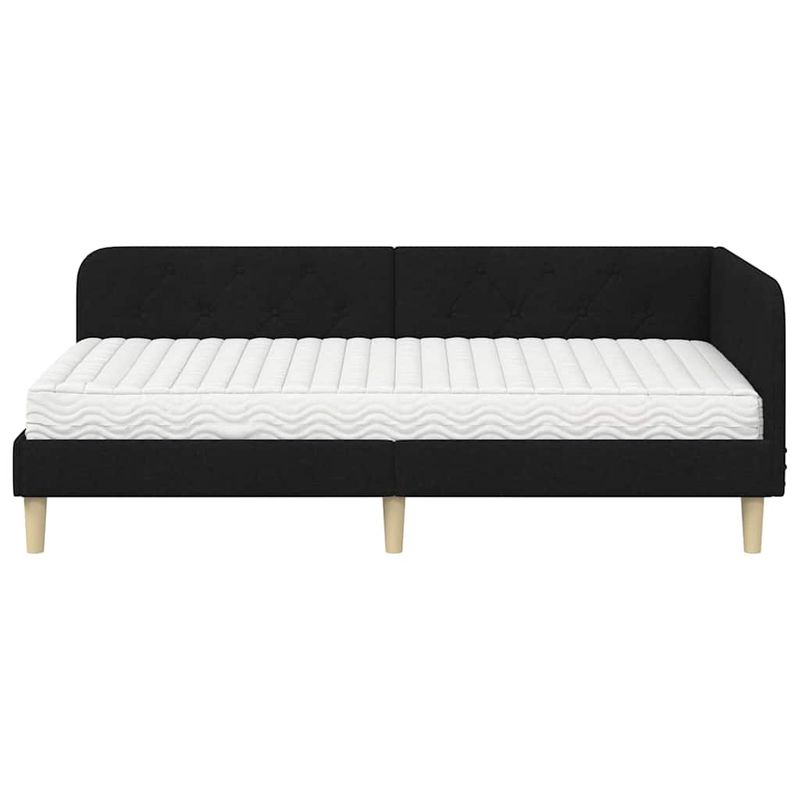 Casa si Gradina - Mobilier - Paturi si accesorii - Paturi - Cadru de pat coltar cu saltea Negru 90 x 200 cm tesatura - Infinity.ro