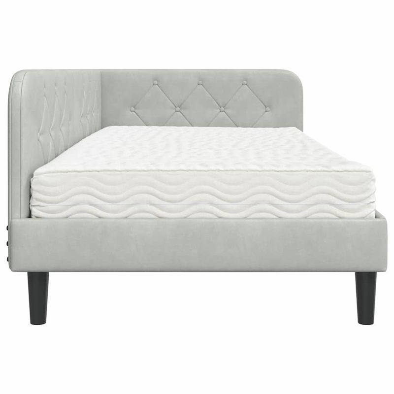 Casa si Gradina - Mobilier - Paturi si accesorii - Paturi - Cadru de pat coltar cu saltea Gri deschis 100 x 200 cm Catifea - Infinity.ro