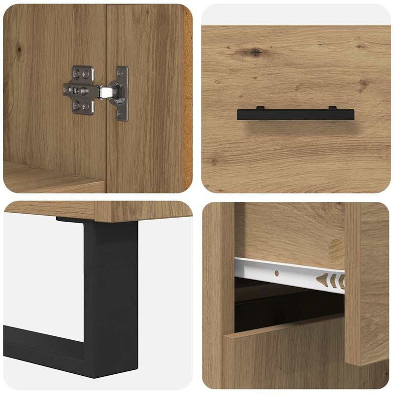 Casa si Gradina - Mobilier - Comode si corpuri - Comode - Bufet 2 pcs Stejar Artizanal Lemn Stratificat si Sticla - Infinity.ro