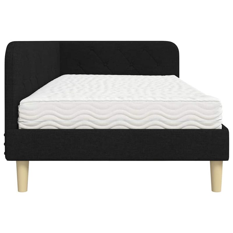 Casa si Gradina - Mobilier - Paturi si accesorii - Paturi - Cadru de pat coltar cu saltea Negru 90 x 200 cm tesatura - Infinity.ro