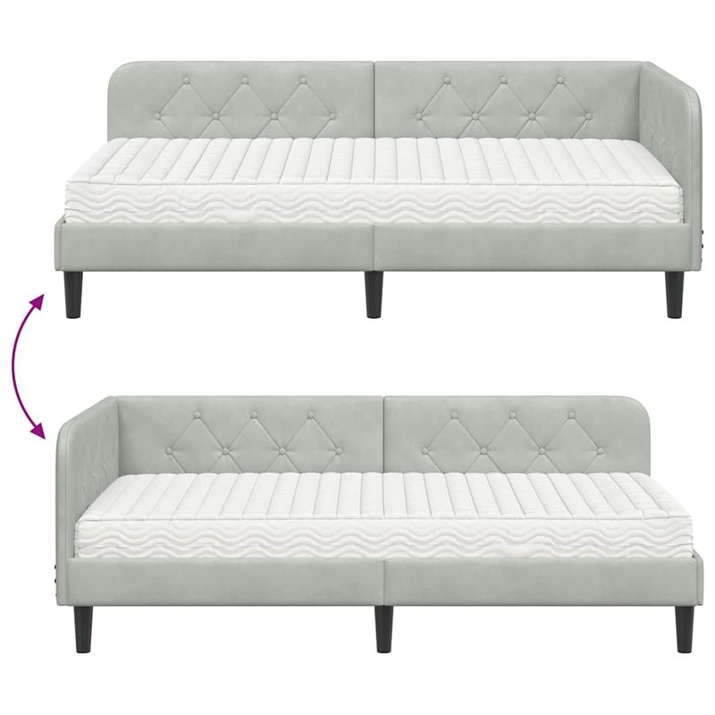 Casa si Gradina - Mobilier - Paturi si accesorii - Paturi - Cadru de pat coltar cu saltea Gri deschis 100 x 200 cm Catifea - Infinity.ro