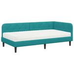 Casa si Gradina - Mobilier - Paturi si accesorii - Paturi - Cadru de pat coltar cu saltea Turcoaz 90 x 200 cm Catifea - Infinity.ro