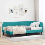 Casa si Gradina - Mobilier - Paturi si accesorii - Paturi - Cadru de pat coltar cu saltea Turcoaz 90 x 200 cm Catifea - Infinity.ro