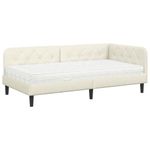 Casa si Gradina - Mobilier - Paturi si accesorii - Paturi - Cadru de pat coltar cu saltea Crem 90 x 190 cm Catifea - Infinity.ro