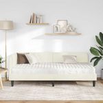 Casa si Gradina - Mobilier - Paturi si accesorii - Paturi - Cadru de pat coltar cu saltea Crem 90 x 190 cm Catifea - Infinity.ro