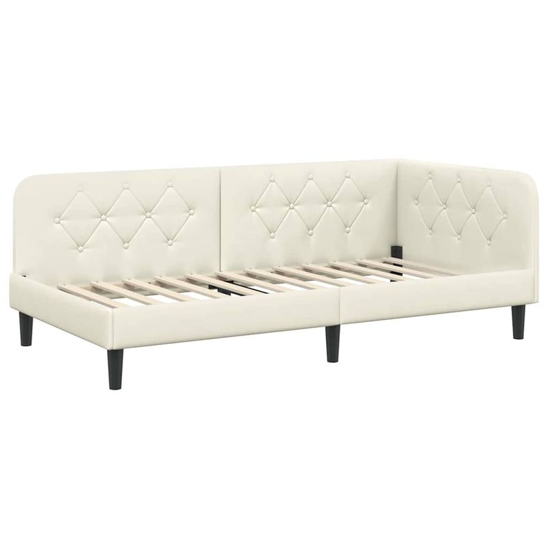Casa si Gradina - Mobilier - Paturi si accesorii - Paturi - Cadru de pat coltar cu saltea Crem 90 x 190 cm Catifea - Infinity.ro