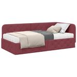 Casa si Gradina - Mobilier - Paturi si accesorii - Paturi - Cadru de pat coltar cu saltea Rosu Vin 100 x 200 cm tesatura - Infinity.ro