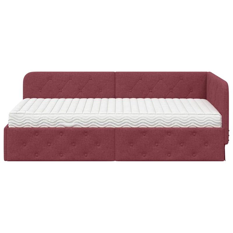 Casa si Gradina - Mobilier - Paturi si accesorii - Paturi - Cadru de pat coltar cu saltea Rosu Vin 100 x 200 cm tesatura - Infinity.ro