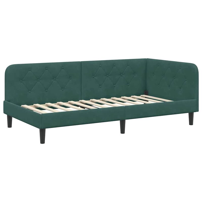 Casa si Gradina - Mobilier - Paturi si accesorii - Paturi - Cadru de pat coltar cu saltea Verde inchis 100 x 200 cm Catifea - Infinity.ro