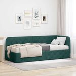 Casa si Gradina - Mobilier - Paturi si accesorii - Paturi - Cadru de pat coltar cu saltea Verde inchis 80 x 200 cm tesatura - Infinity.ro