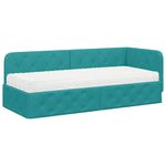 Casa si Gradina - Mobilier - Paturi si accesorii - Paturi - Cadru de pat coltar cu saltea Turcoaz 80 x 200 cm Catifea - Infinity.ro
