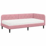 Casa si Gradina - Mobilier - Paturi si accesorii - Paturi - Cadru de pat coltar cu saltea Roz 100 x 200 cm Catifea - Infinity.ro