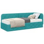 Casa si Gradina - Mobilier - Paturi si accesorii - Paturi - Cadru de pat coltar cu saltea Turcoaz 80 x 200 cm Catifea - Infinity.ro